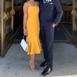 Midi Mermaid-cut Cocktail Dress (mustard color)